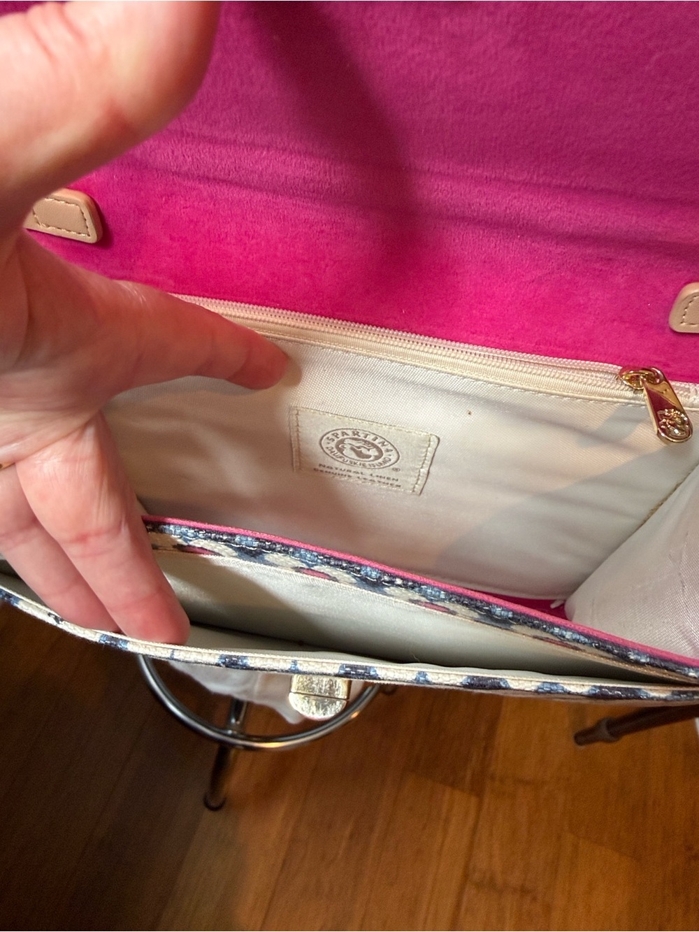 Spartina 449 Blush Pink Floral Linen/canvas fabric Crossbody - Picture 4 of 16